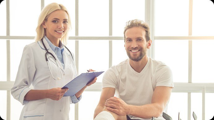 Dr. McPhatter consulting a patient