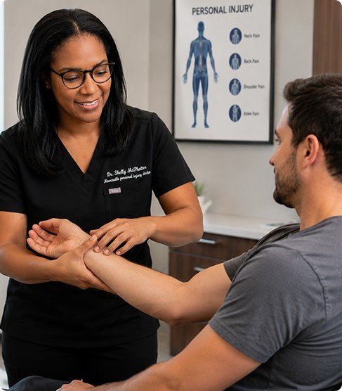 Dr. McPhatter with a patient