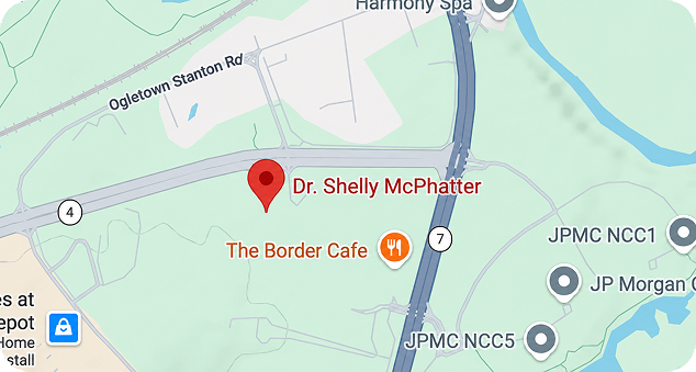 Map to Dr. Shelly McPhatter's clinic in Newark, DE